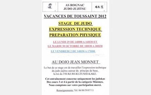 STAGE JUDO ADOS/ADULTES VACANCES DE TOUSSAINT 2012